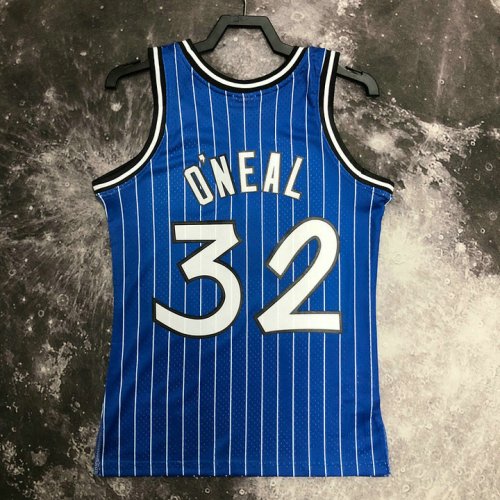 Maillot de Basket #32 Shaquille O'neal Magic 1994-95 M&N Imprimé Bleu